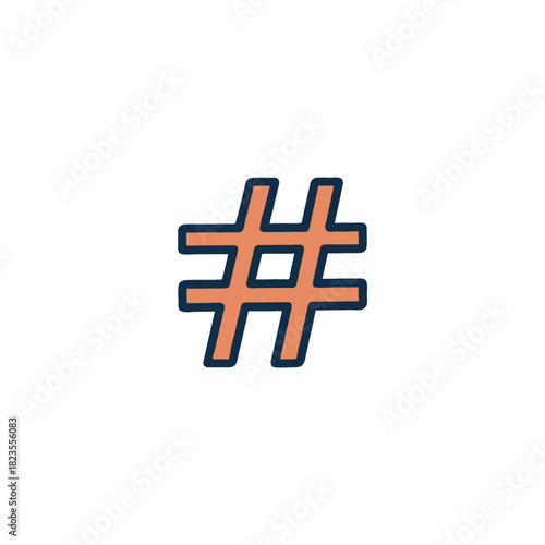 Stylized representation featuring a distinctive visual rendering of hashtag symbol within digital