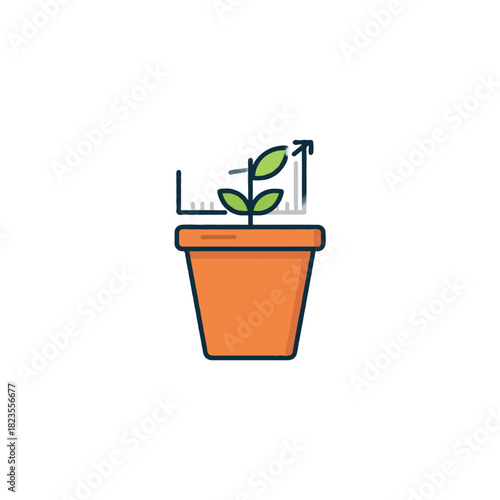 Symbolic illustration showcasing business growth with a sprout emerging within a chart trajectory