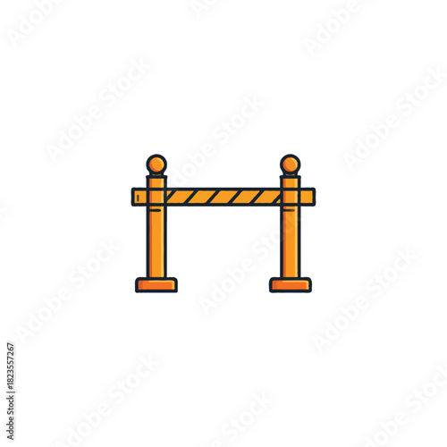 Vibrant construction barrier illustration representing safety measures temporary roadblock