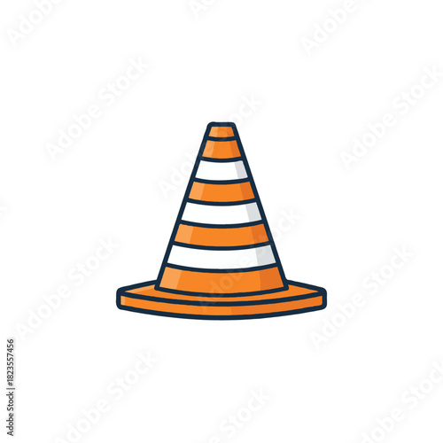 Vibrant traffic cone illustration with clear stripes marking zones for improved safety on roads