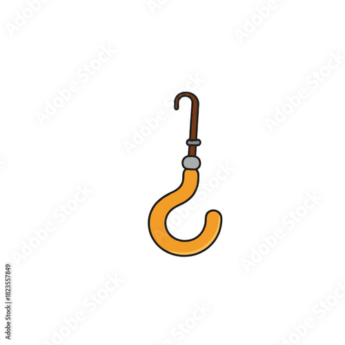 Whimsical cane cartoon: A playful illustration of a charming walking stick item with delightful