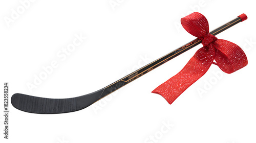 Hockey Stick with Red Ribbon