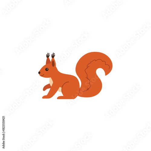 Whimsical squirrel illustration featuring a bushy tail and endearing characteristics ideal for