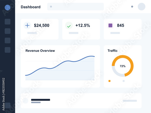 Dashboard application interface design with graphs and diagrams