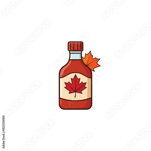 Wholesome breakfast treat delightful amber nectar bottle adorned with national maple leaf symbol