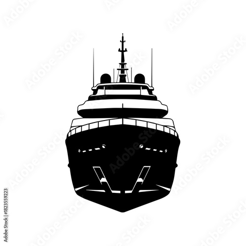 Sleek Private Yacht Front View Minimalist Graphic Design Icon