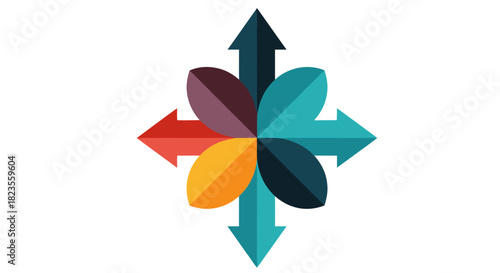 direction arrows illustration showing business decisions strategy and teamwork guiding company growth marketing campaign and navigation planning.