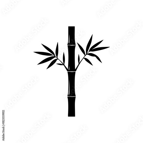 Stylized bamboo stalk with elegant leaves, symbolizing nature and tranquility