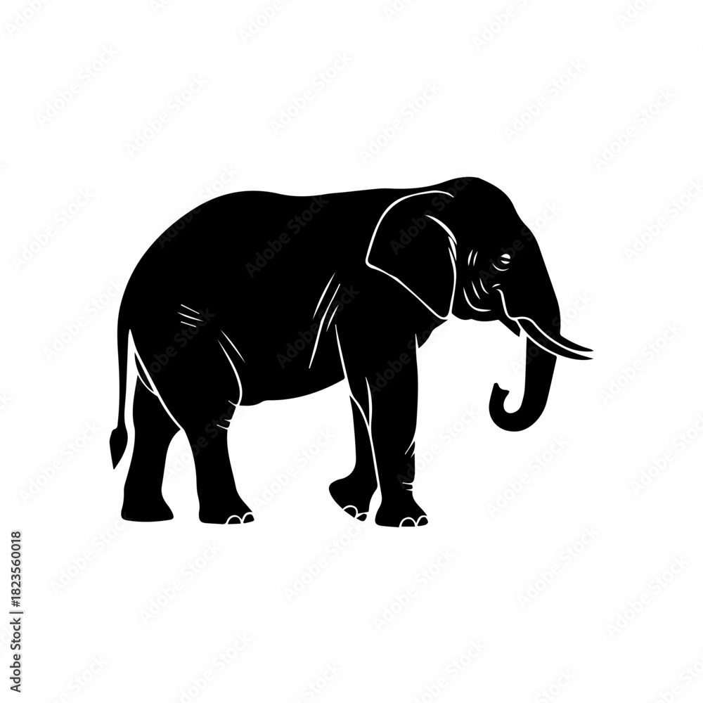 Fototapeta premium Striking elephant silhouette illustration captures the wild's iconic grace