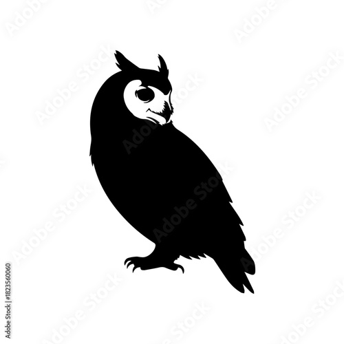 Elegant owl silhouette icon, showcasing wisdom and nocturnal mystery