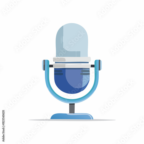 Flat design illustration of a retro studio microphone for podcasting and voice recording