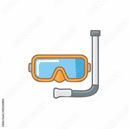 Snorkeling mask and snorkel icon for summer vacation swimming and diving water sports
