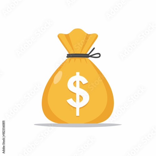 Cartoon Styled Money Bag with Dollar Sign Representing Savings Investments and Wealth