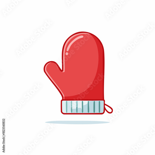 Red oven mitt cooking glove kitchen utensil flat vector illustration icon design