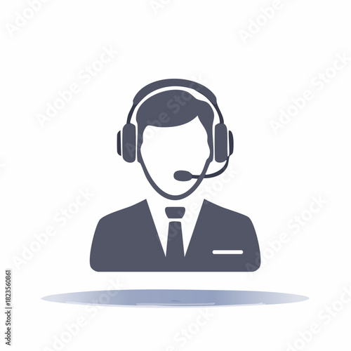 Customer service representative icon with headset. Support concept.