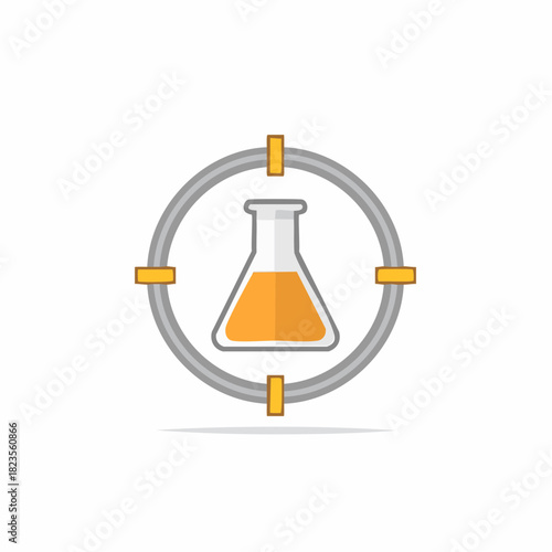 Laboratory flask inside target vector illustration