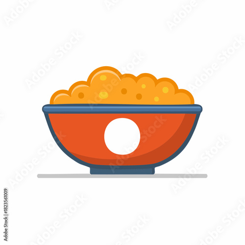 Colorful bowl of porridge or cereal simple flat design vector icon