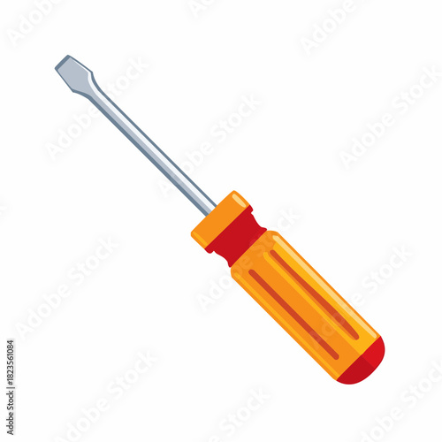 Flathead screwdriver tool illustration with orange and red handle