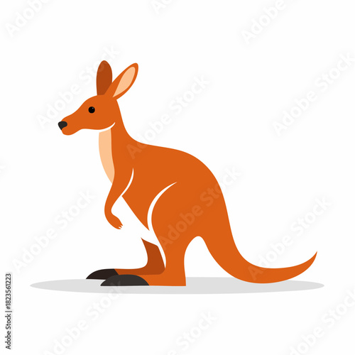 Simple flat design illustration of a standing orange kangaroo