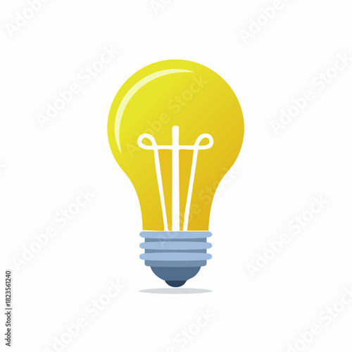 Bright yellow glowing light bulb illustration representing new idea creativity and innovation