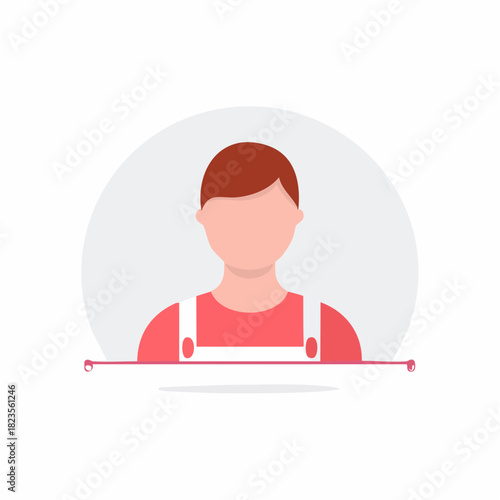 Illustration of a person wearing an apron looking out in a flat design style