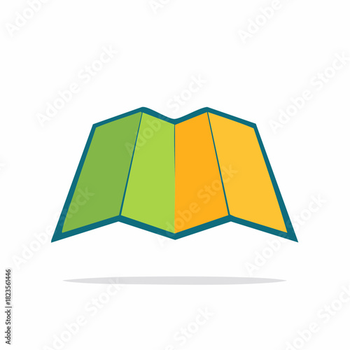 Folded colorful map icon illustration for navigation or travel concept