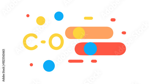 Carbon Monoxide Molecule Icon With Flat Design On Black