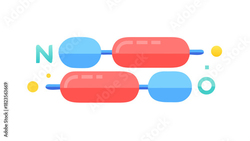 Illustration of Nitrous Oxide Gas Molecule Vector Icon