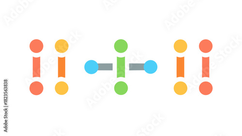 Tritium Molecule Icon with Atom Structure and Connections