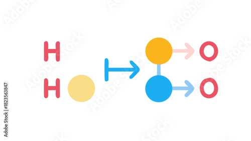 Illustration of Hydronium Ion Chemical Structure Reaction