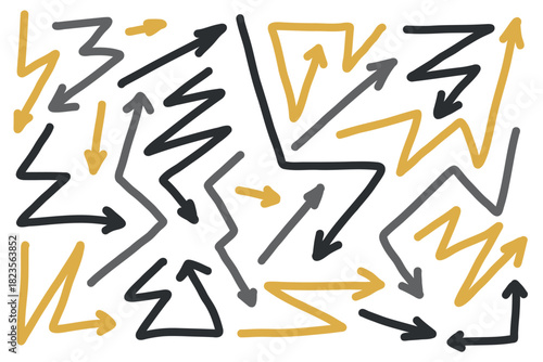 Doodle Arrow Set with Sharp Lines and Dynamic Shapes
