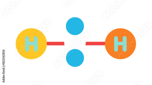 Hydrogen Molecule Icon with Atomic Structure Representation