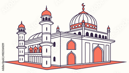 Minimalist Icon Illustration of a Gurdwara Building