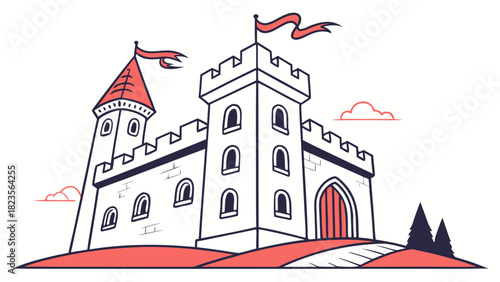 Minimalist Castle Icon in a Simple Bold Outline Design