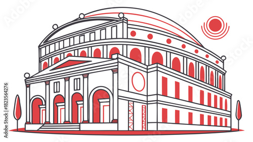 A concert hall building icon in a minimal design style
