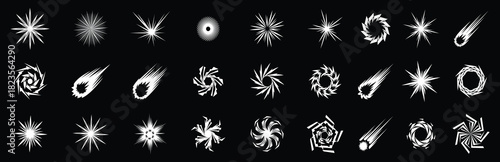 Pixel art game effects: sprite sheet, explosions, comets, bursts