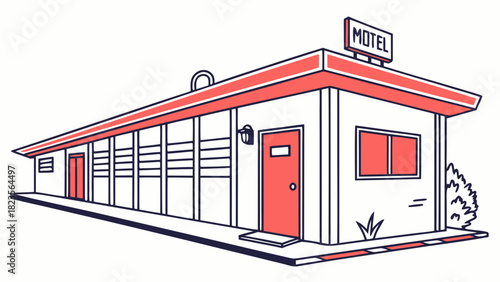 A modern flat design motel icon in simple illustration