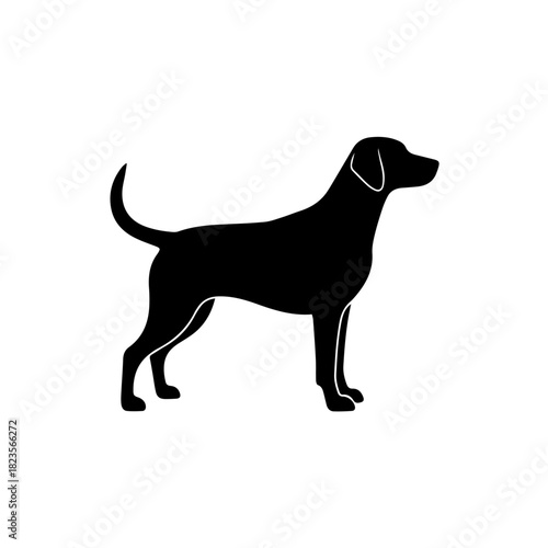 Elegant Canine Silhouette Standing Gracefully Profile View Vector Graphic