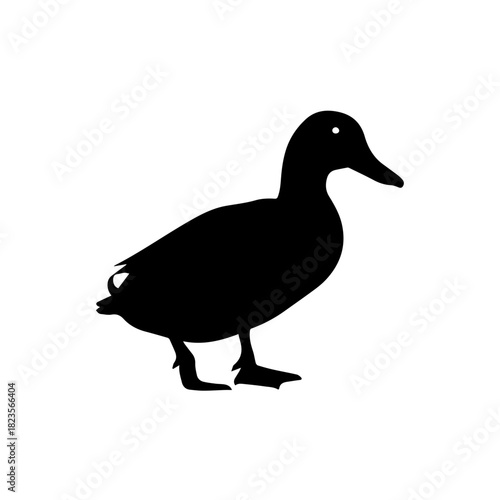 Elegant waterfowl duck silhouette icon, a minimalist black graphic