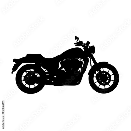 Classic cruiser motorcycle silhouette graphic design element vector illustration