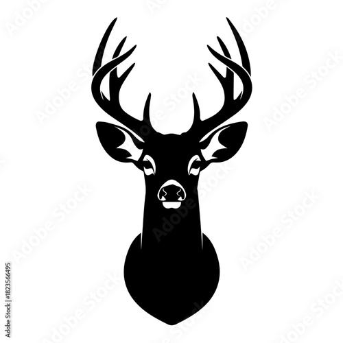 Iconic Wildlife Design Striking Deer Head with Robust Antlers for Symbolism