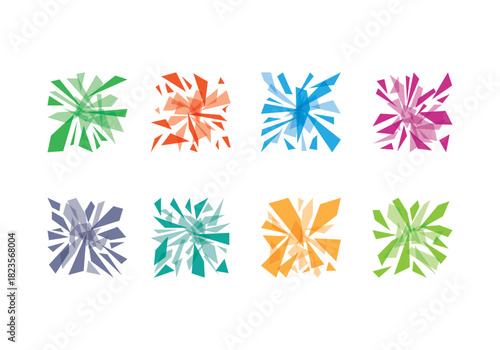 Abstract geometric shattered shapes colorful vector design elements isolated on white background