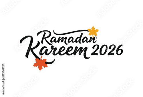 Ramadan kareem 2026 greeting with stars on a white background