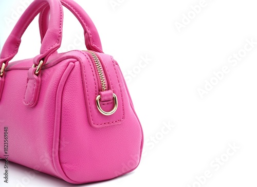 Vibrant Pink Leather Handbag Purse