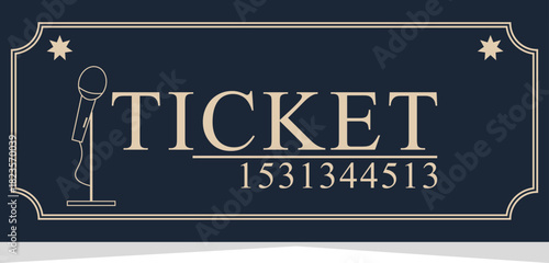 Minimalist Concert Ticket – Dark Blue Vintage Admission Pass