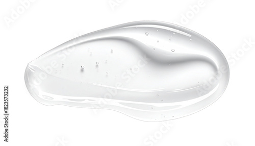 A glossy, transparent gel smear, smoothly swirled, isolated on a stark black background