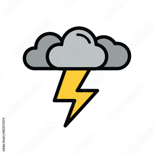 Abstract illustration of a thundercloud with lightning bolt