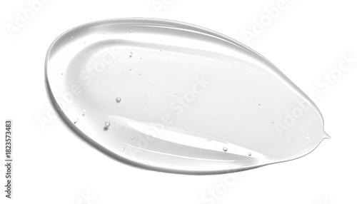 Swatch of clear, viscous gel with subtle bubbles against a black background