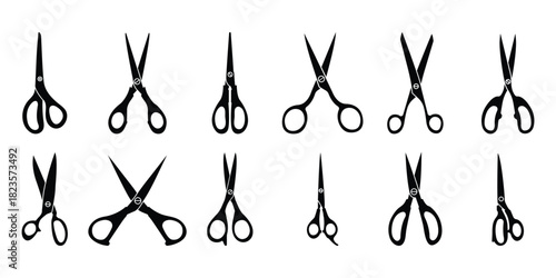 scissors icon vector set, cutting tool vector . Scissors logo icon. Simple silhouette of  scissors. Stock vector illustration isolated on a white background. eps 10