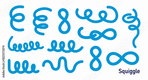 Blue Hand Drawn Scribble Lines Doodle Vector Elements Collection Isolated on White